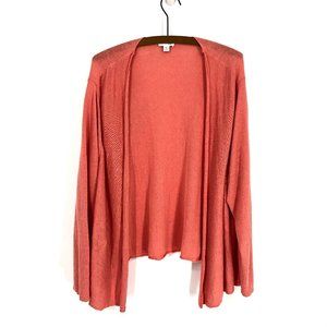 J. Jill Linen Blend Open Cardigan Coral Sz 3X